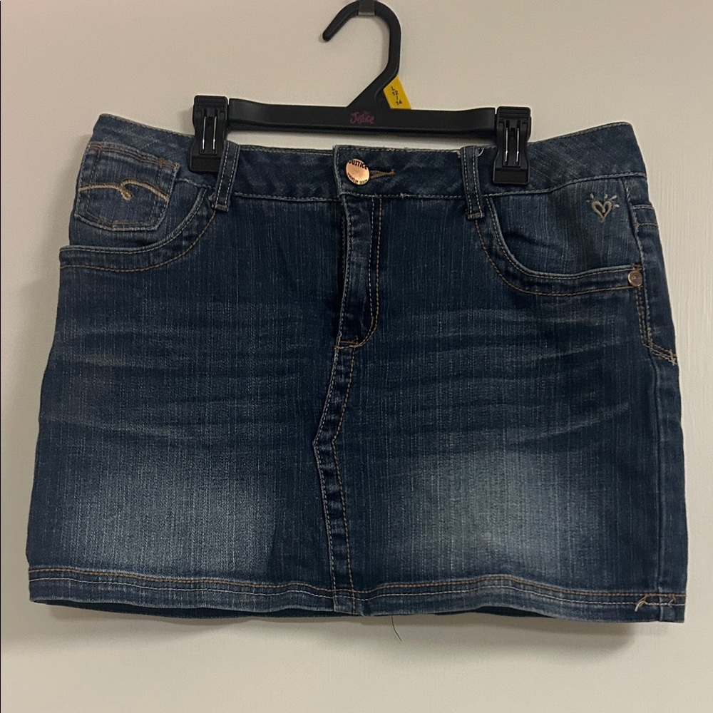Justice Dark Blue Denim Mini Skirt